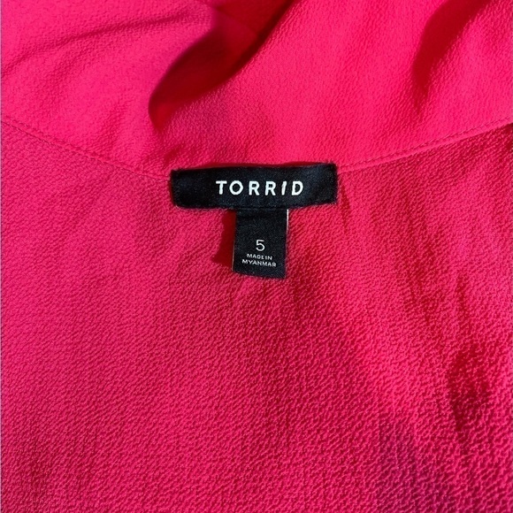 Fuchsia Pink Crepe Tie Front Peplum Jacket, size 5 lightweight, Barbie core - Picture 6 of 13